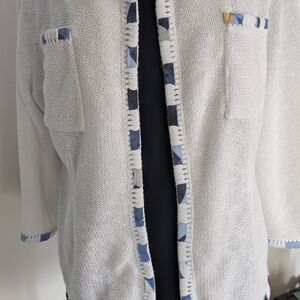 NIC+ZOE White and Blue Cardigan
